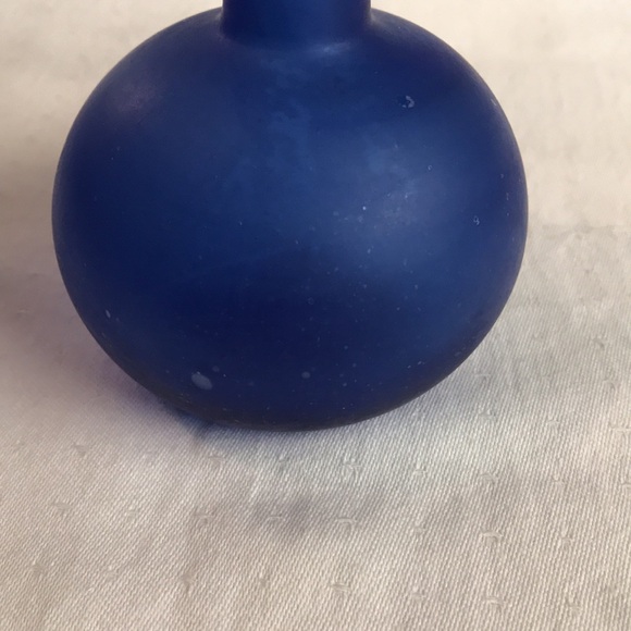 Vintage Small Frosted Cobalt Blue Pitcher with Frosted Handle - Picture 7 of 9